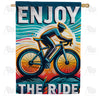 America Forever Retro Cyclist Sunset Ride House Flag
