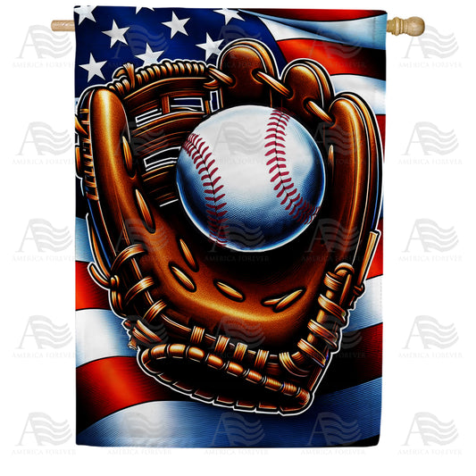 America Forever Patriotic Baseball Glove House Flag