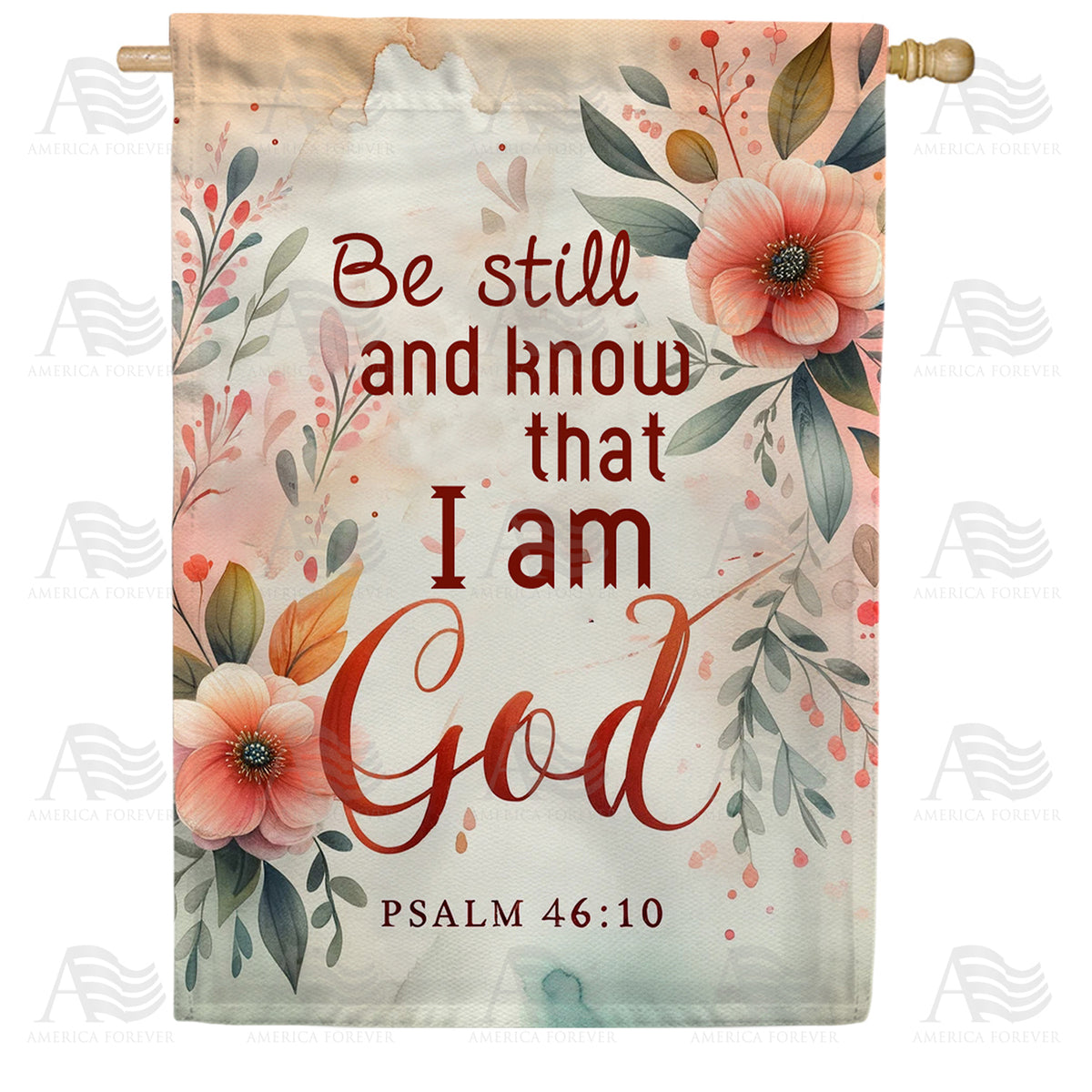 America Forever Floral Serenity Scripture House Flag
