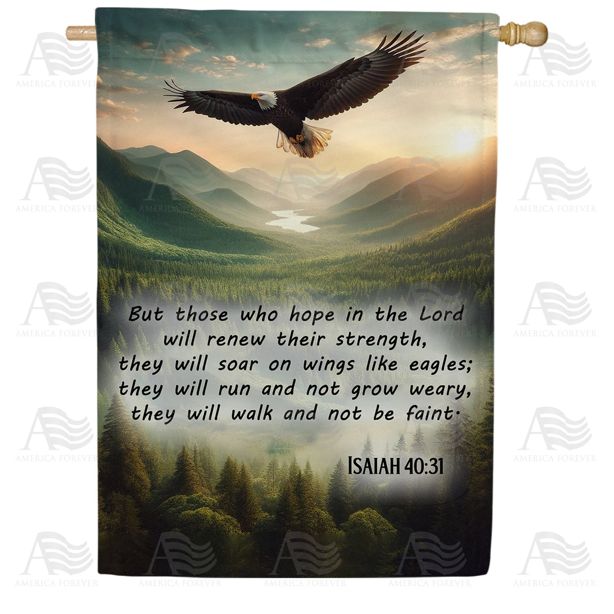 America Forever Majestic Eagle Scripture House Flag