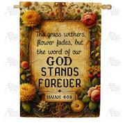 America Forever Eternal Word Floral Scripture House Flag