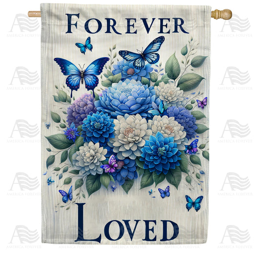 America Forever Timeless Love Floral Butterfly House Flag