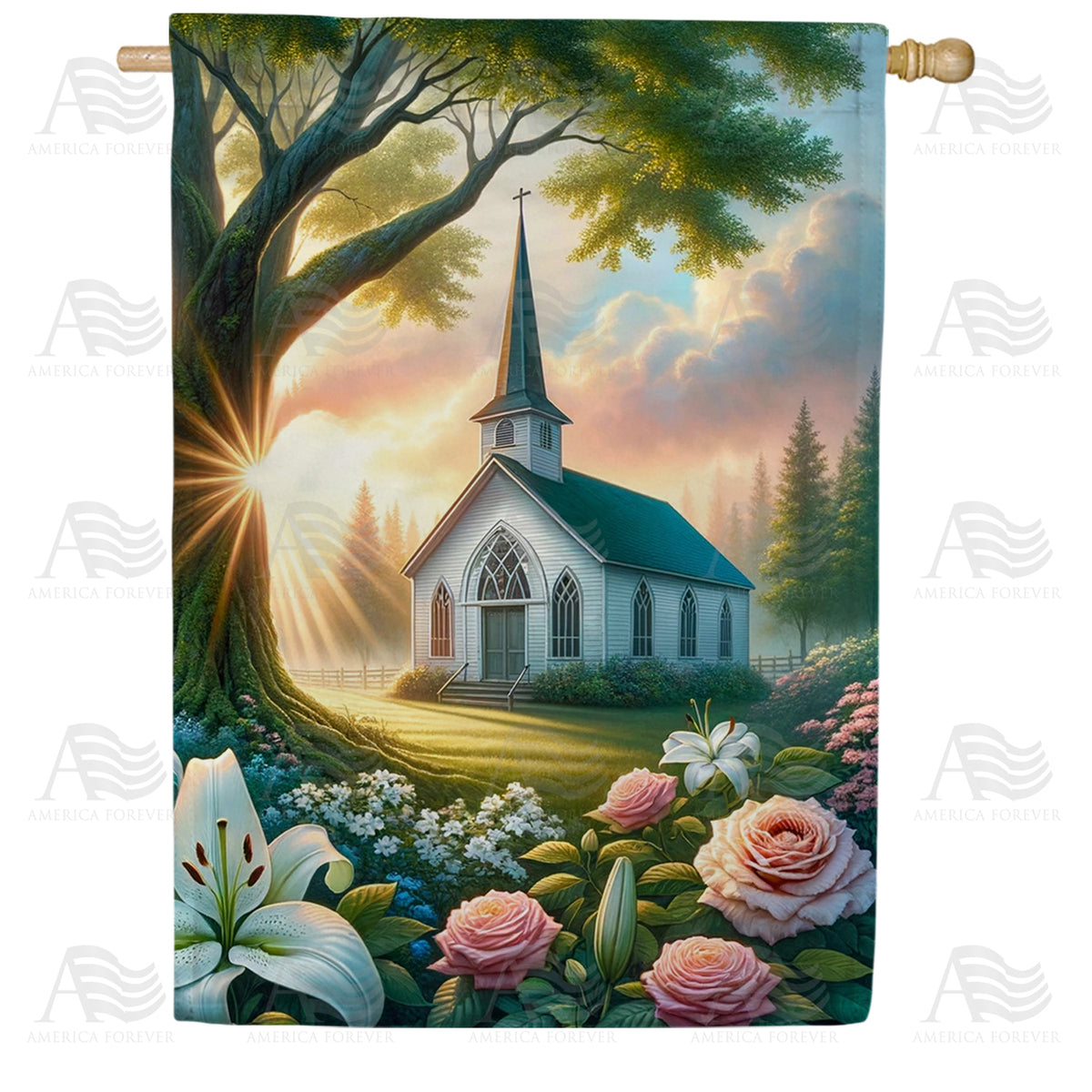 America Forever Serene Sanctuary House Flag