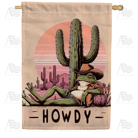 America Forever Desert Cowboy Frog House Flag