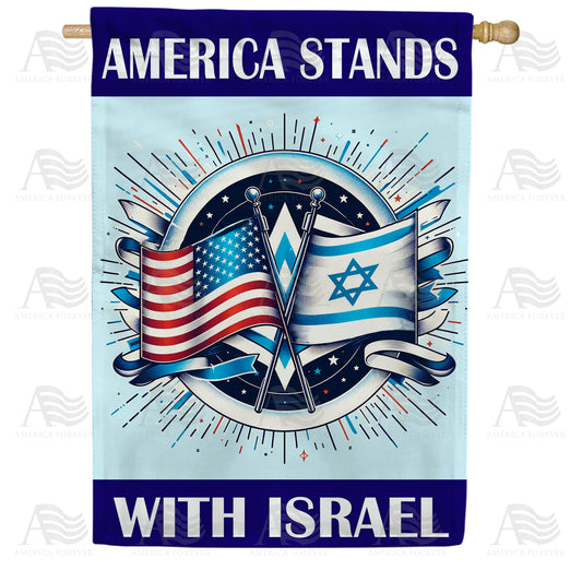 America Stands Israel Double Sided House Flag 28" x 40"