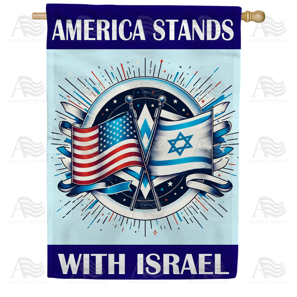 America Stands Israel Double Sided House Flag 28" x 40"