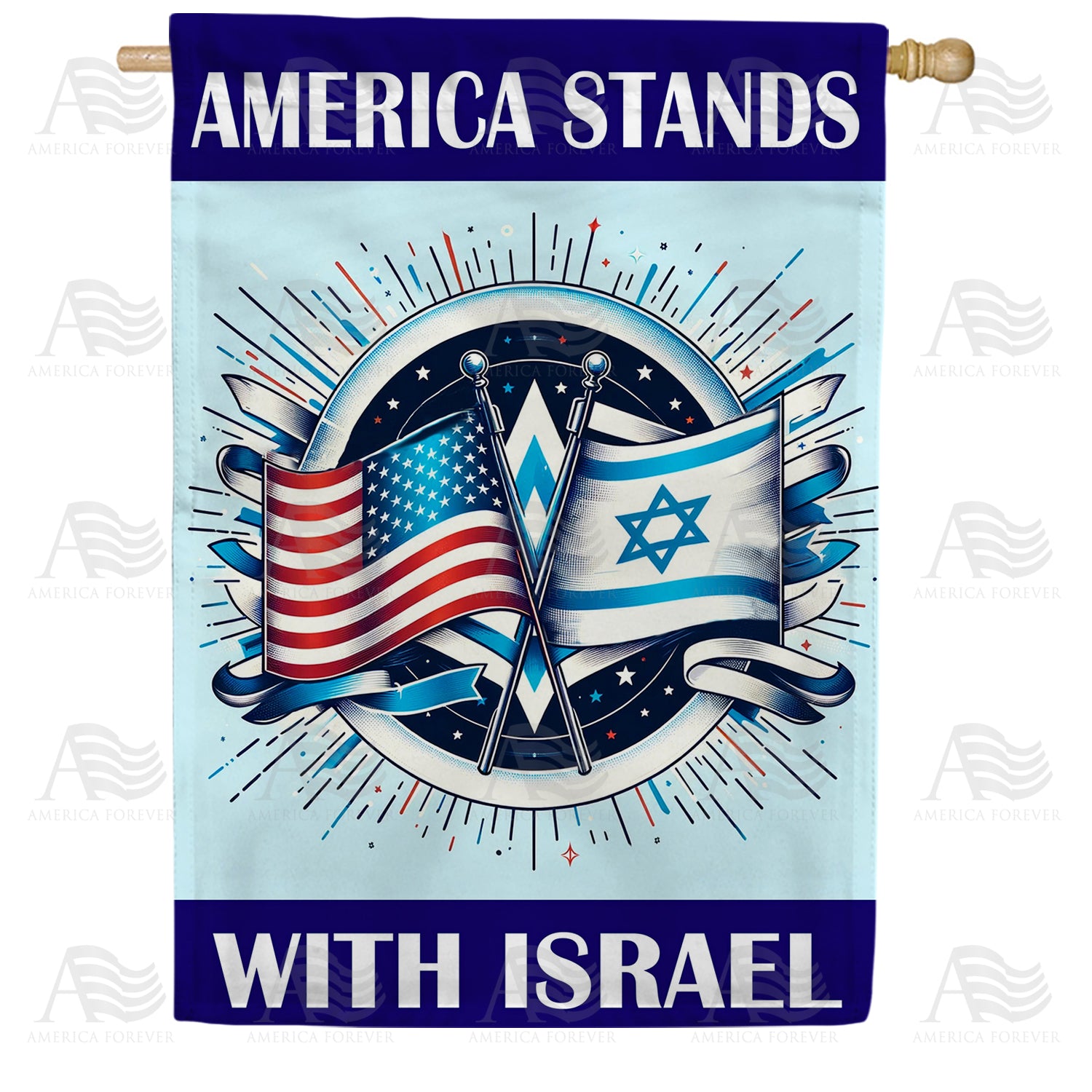 America Stands Israel Double Sided House Flag 28