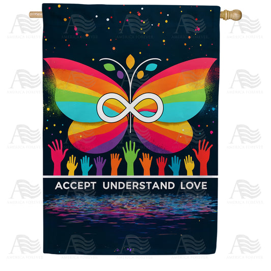 America Forever Acceptance Butterfly House Flag