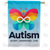 America Forever Autism Butterfly House Flag