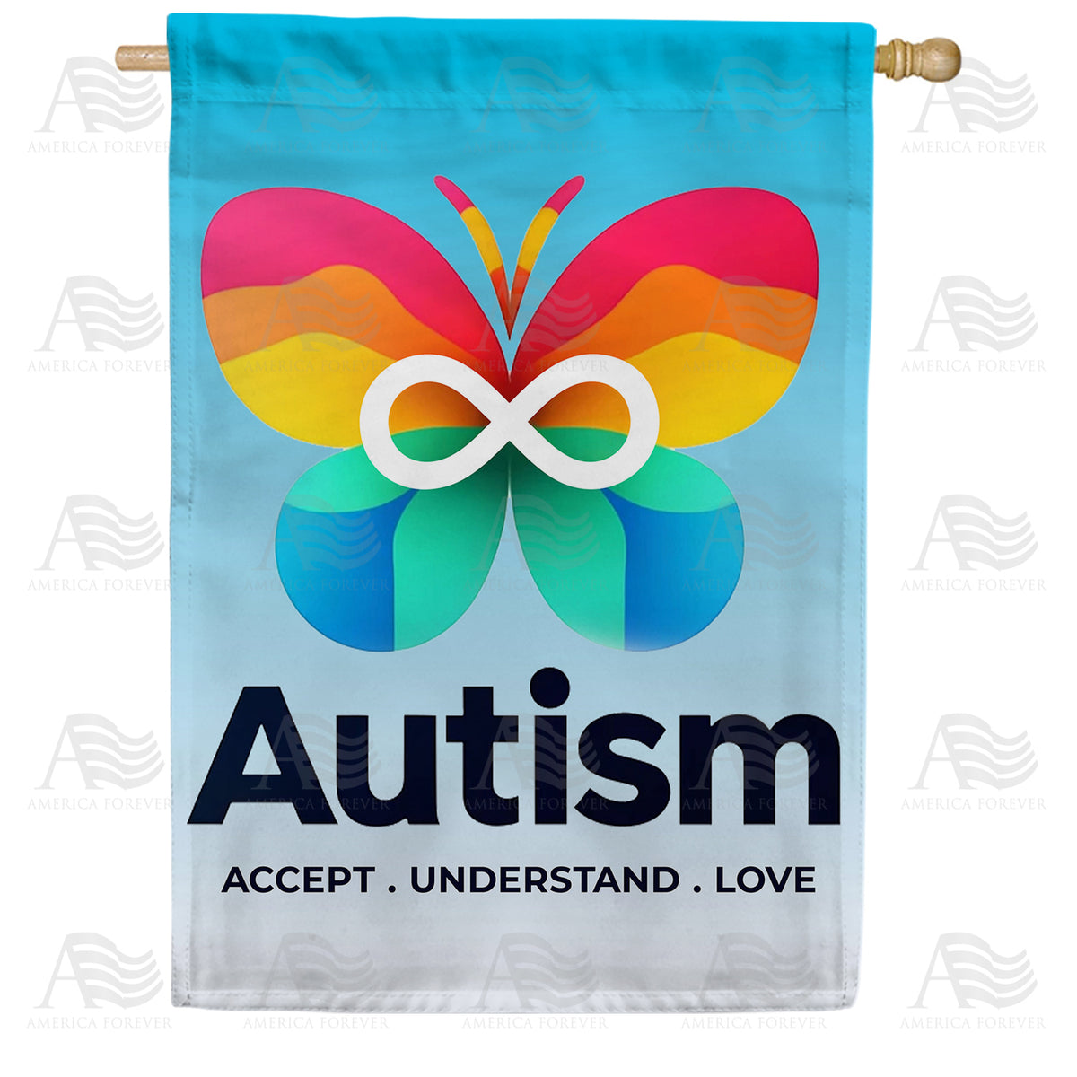 America Forever Autism Butterfly House Flag