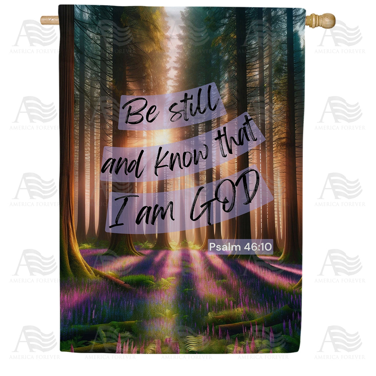 America Forever Be Still Forest House Flag