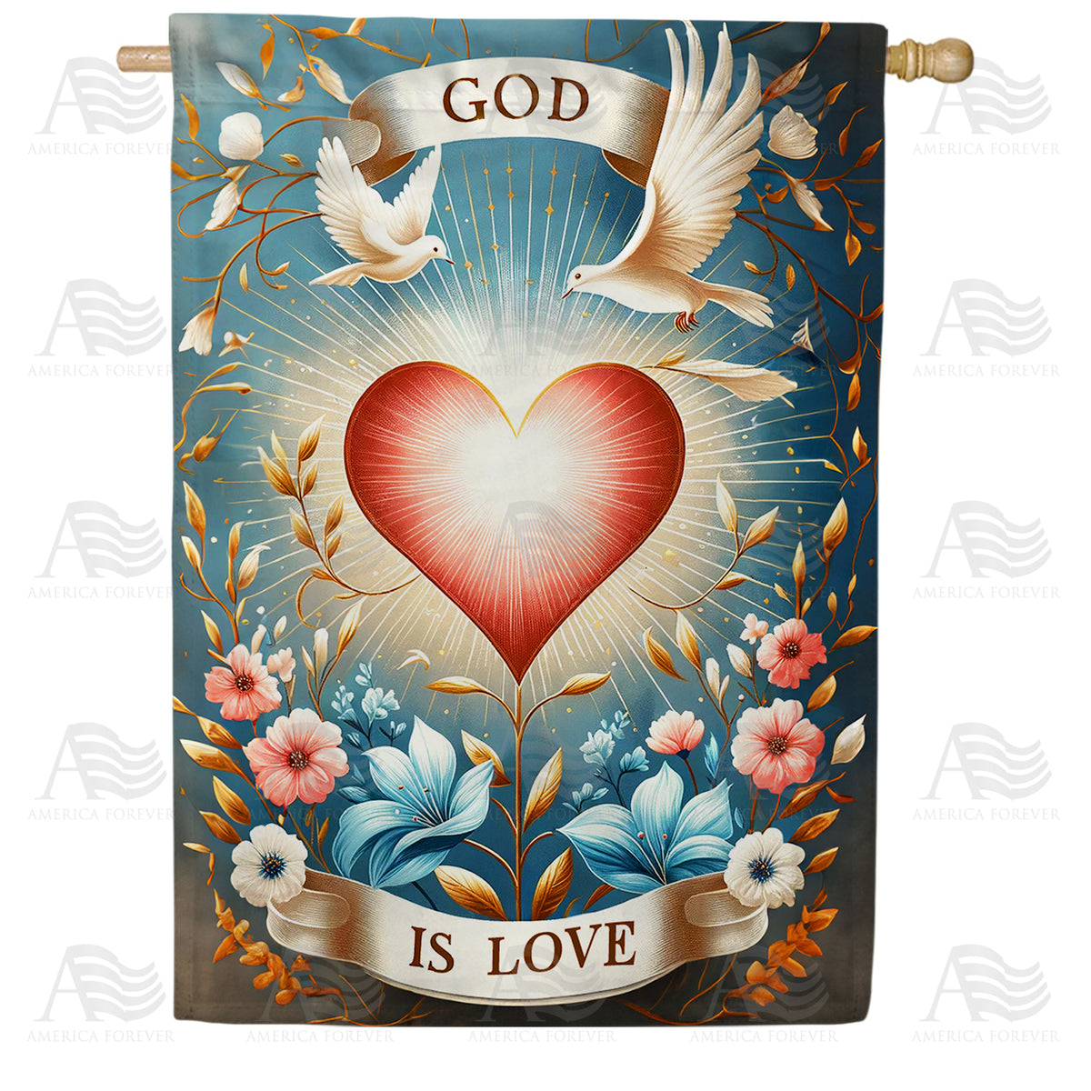 America Forever God Is Love House Flag