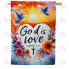 America Forever God Is Love Doves House Flag
