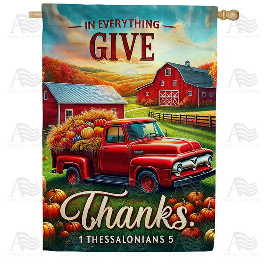 America Forever Give Thanks Farm House Flag