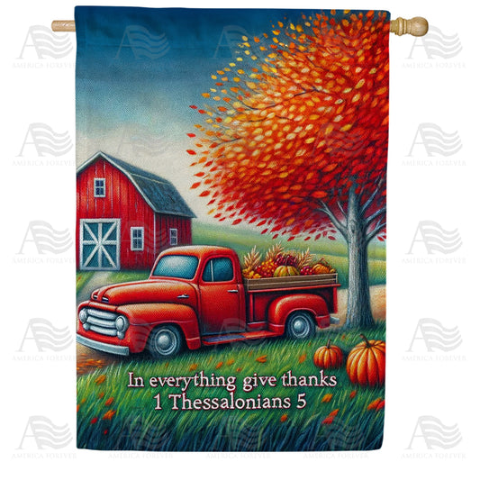 America Forever Thanksgiving Farm Scene House Flag