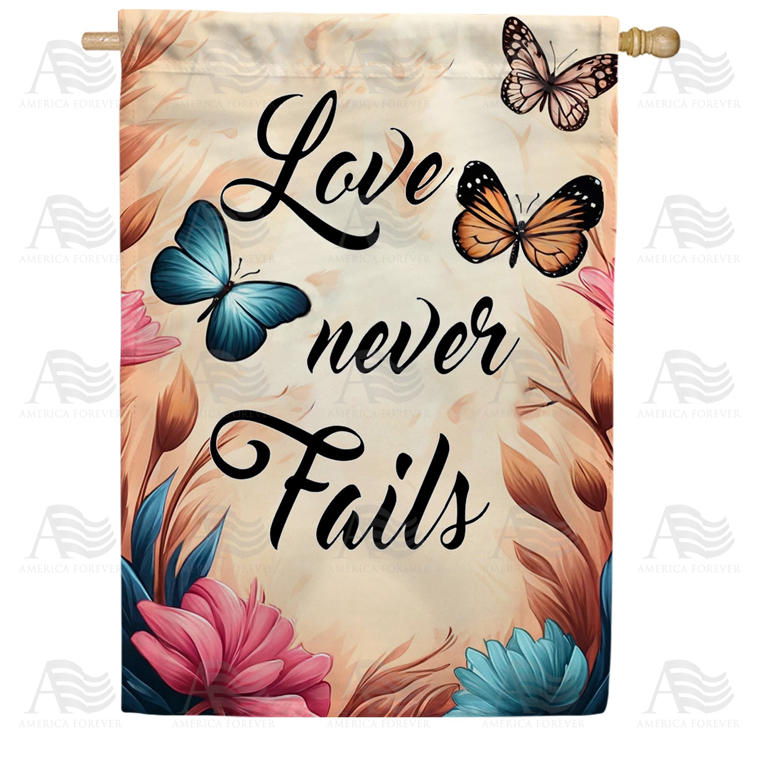 America Forever Love Never Fails House Flag