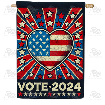America Forever Patriotic Heart Vote 2024 House Flag