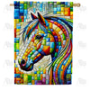 America Forever Colorful Mosaic Horse House Flag
