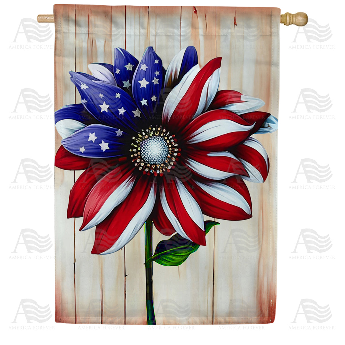 America Forever Patriotic Flower House Flag