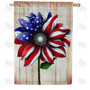 Patriotic Flower House Flag