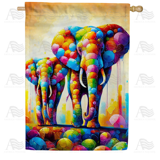 America Forever Colorful Elephant House Flag