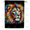 America Forever Colorful Mosaic Lion House Flag