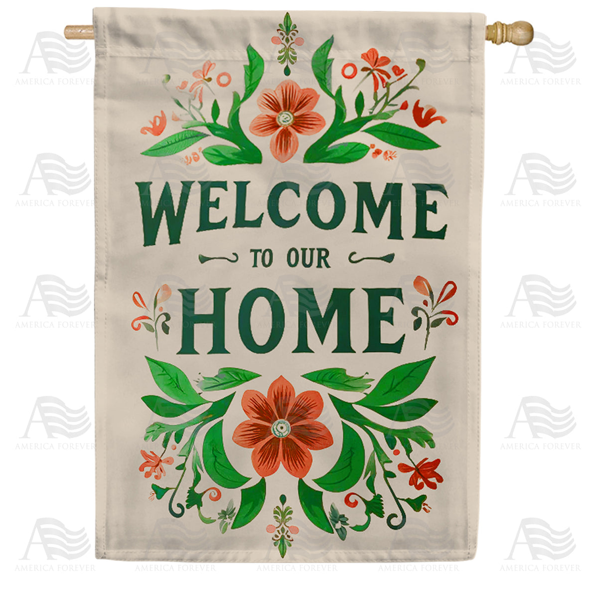 America Forever Welcome to Our Home House Flag
