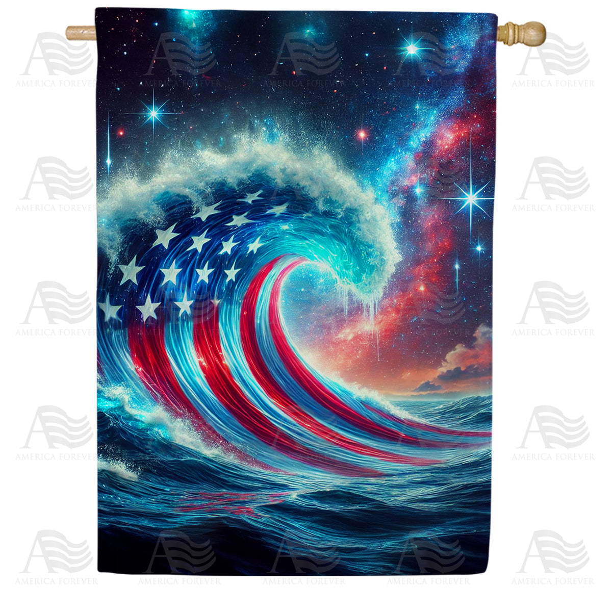 America Forever Patriotic Wave House Flag