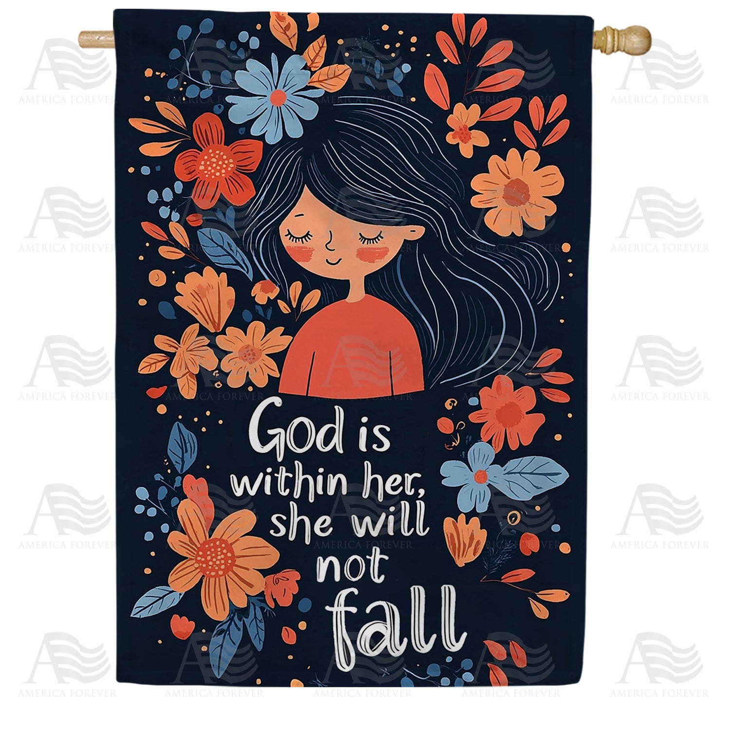 America Forever God Is Within Her House Flag