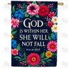 America Forever God Is Within Her Flag Floral House Flag