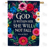 America Forever God Is Within Her Flag Floral House Flag