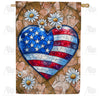 America Forever Patriotic Heart Daisies House Flag