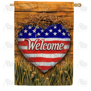 America Forever Patriotic Heart Welcome House Flag