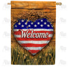 America Forever Patriotic Heart Welcome House Flag