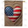 America Forever Patriotic Beach Heart House Flag