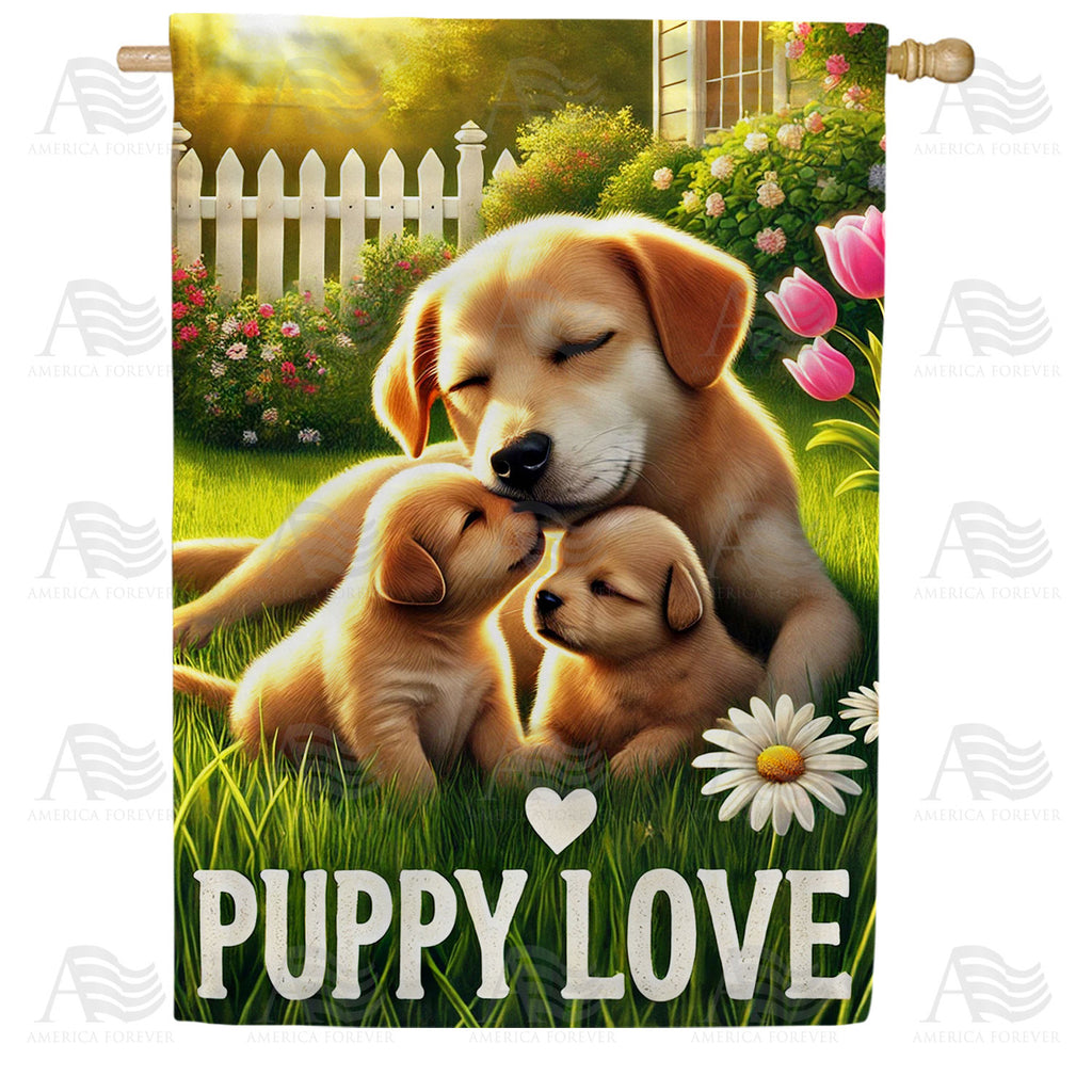 America Forever Puppy Love Family House Flag
