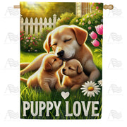 America Forever Puppy Love Family House Flag