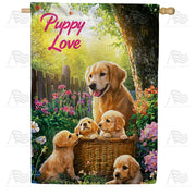 America Forever Puppy Love Basket House Flag