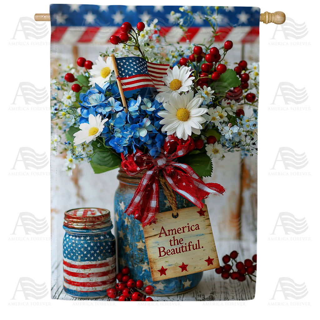 America Forever America the Beautiful Mason Jar House Flag