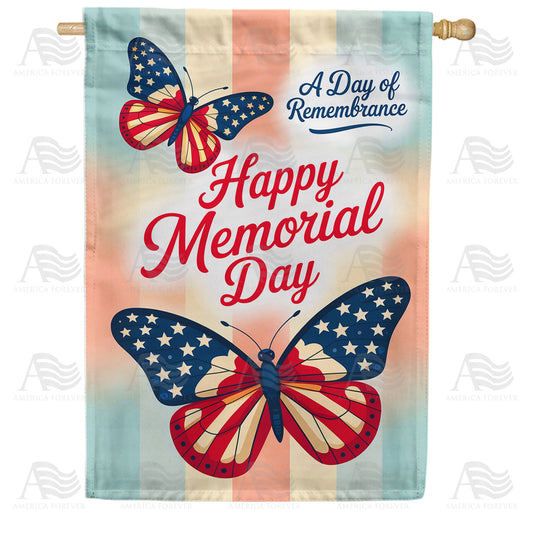 America Forever Memorial Day Butterflies House Flag