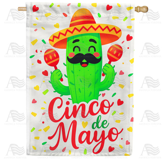 America Forever Cinco de Mayo Cactus House Flag