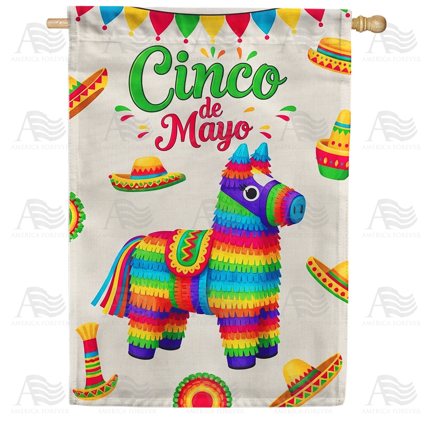 Cinco de Mayo Piñata Fiesta Double Sided House Flag