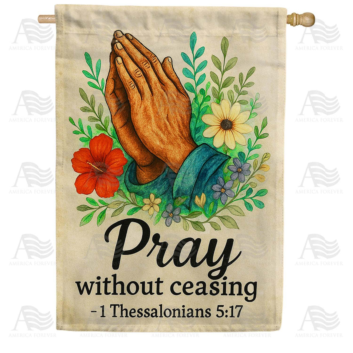 Praying Hands Flora House Flag