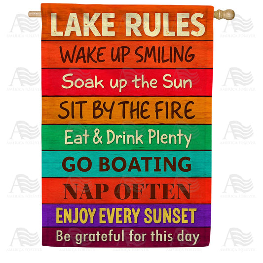 Lake Rules Colorful House Flag