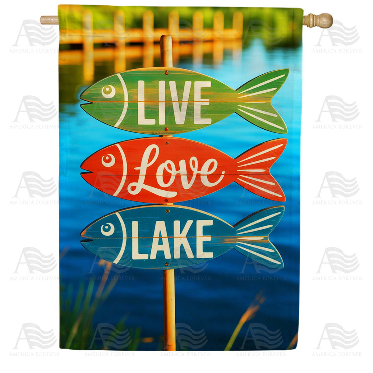 Live Love Lake Fish House Flag