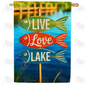Live Love Lake Fish House Flag