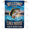 Welcome to Our Lake House Bass Personalized Double Sided House Flag