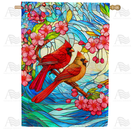 Stained Glass Cardinals House Flag