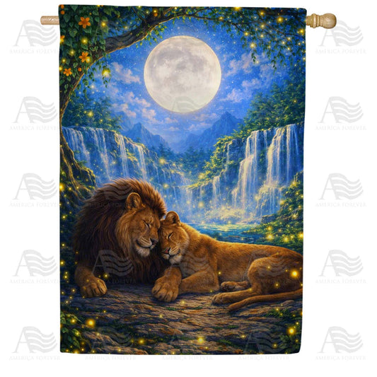 Moonlit Lions House Flag