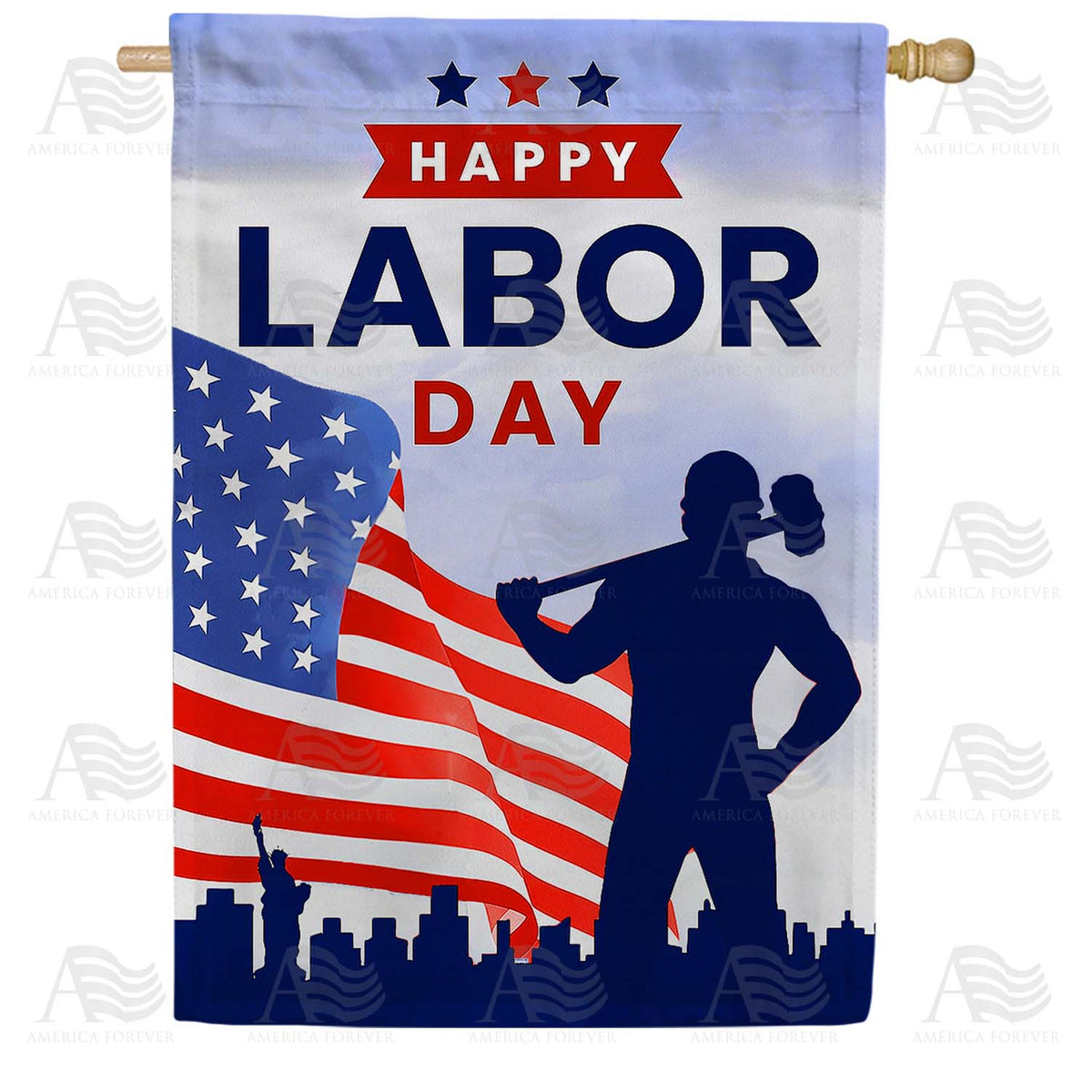 Happy Labor Day American Worker House Flag